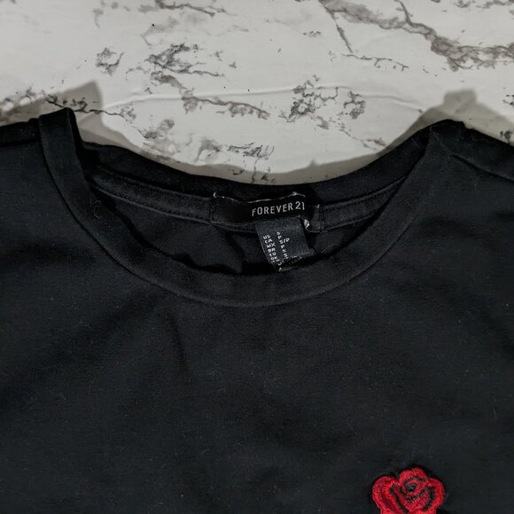 Forever 21 Black with Single Rose Long-Sleeve Leotard - Picture 3 of 3